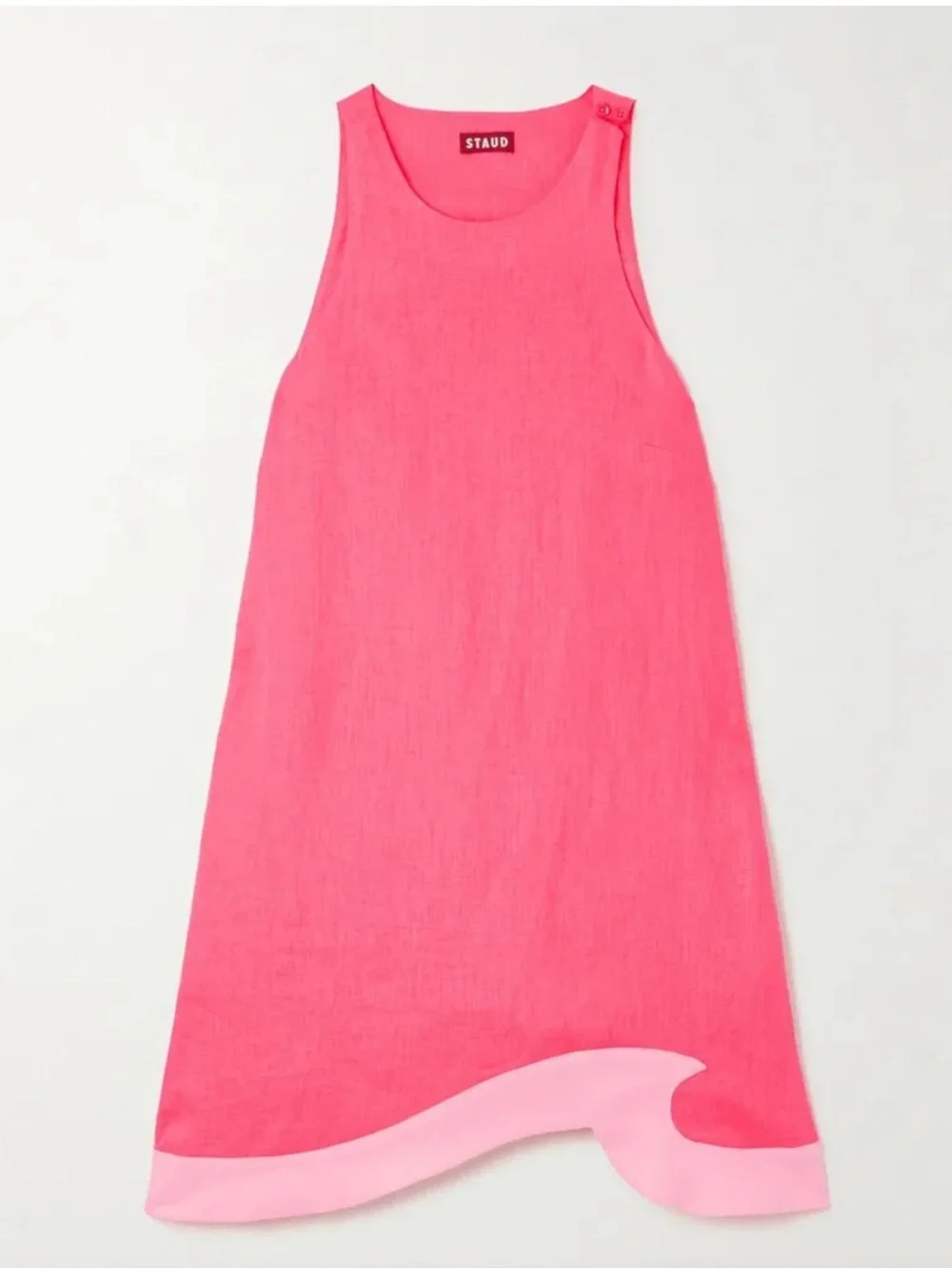 STAUD Allori Dress 100% Linen Size Med Paradise Coral Pink Pearl New! - Picture 2 of 10